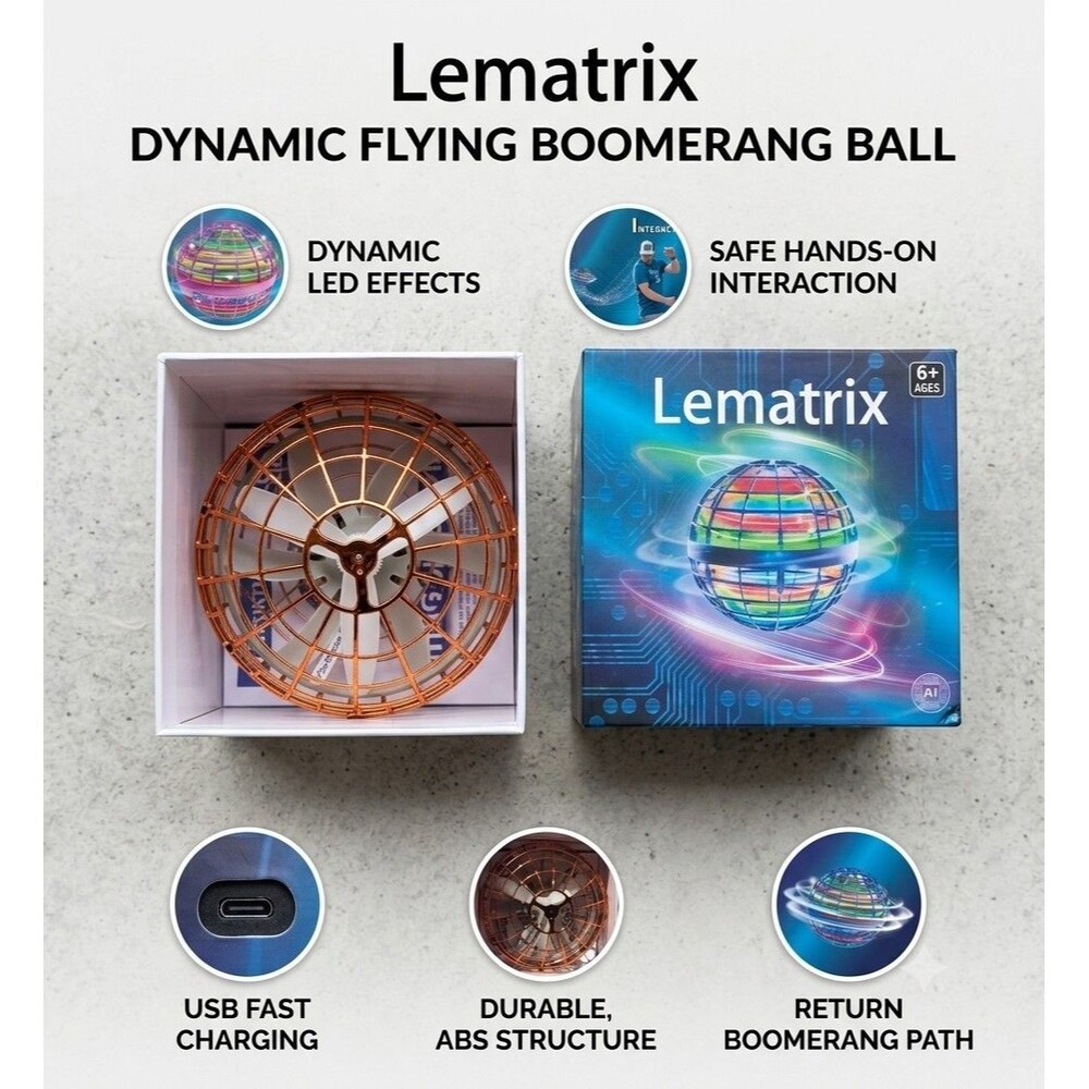 LEMATRIX Flying Orb Ball Toy, Boomerang ball, New Color Copper